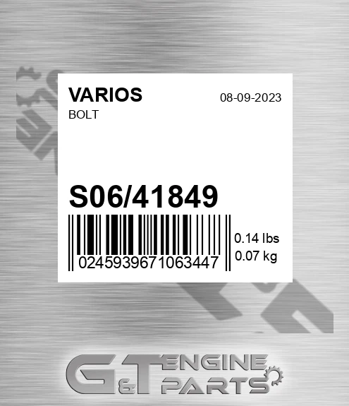S06/41849 Bolt for VARIOS
