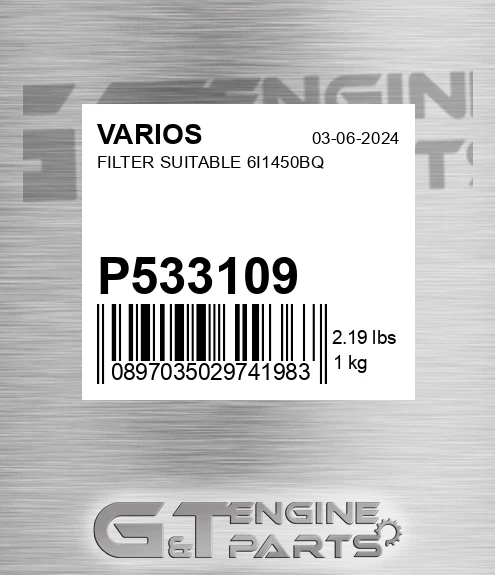 P533109 Filter Suitable 6i1450bq