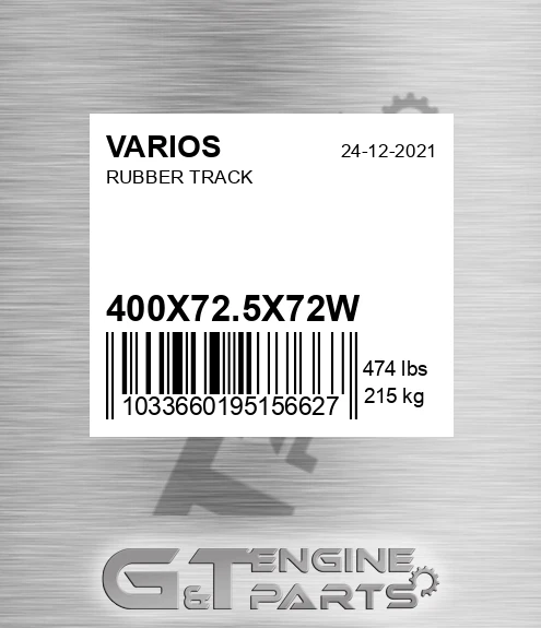 400X72.5X72W Rubber Track