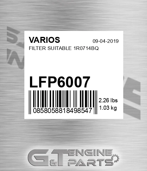 LFP6007 VARIOS Filter Suitable 1r0714bq