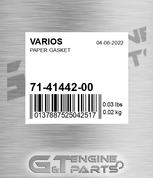 71-41442-00 Paper Gasket
