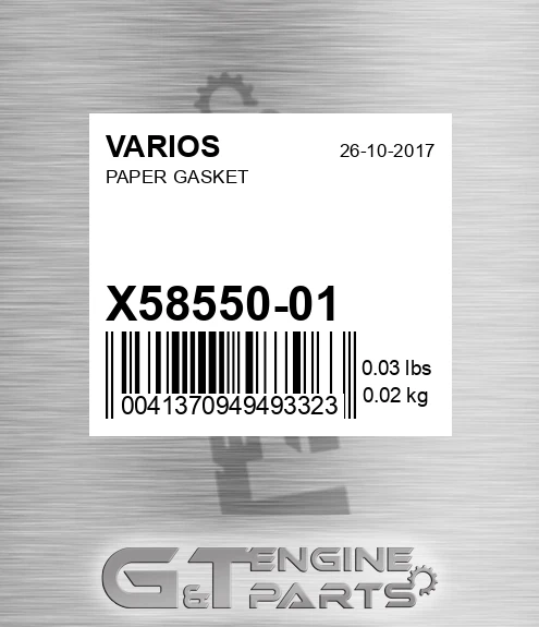 X58550-01 Paper Gasket