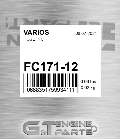 FC171-12 Hose Inch