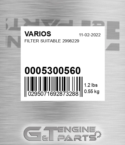 0005300560 Filter Suitable 2998229