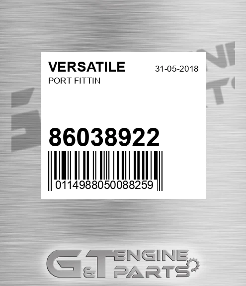 86038922 Port Fittin