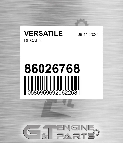 86026768 VERSATILE Decal 9