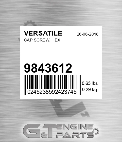 9843612 Cap Screw, Hex