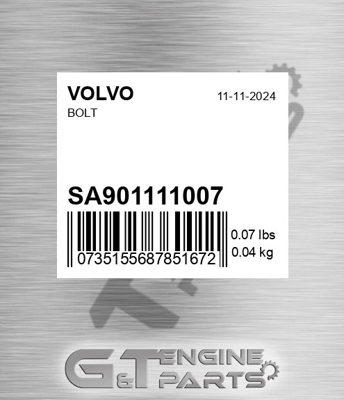 SA9011-11007 Bolt for VOLVO