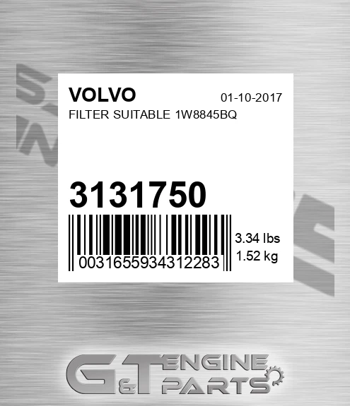 3131750 Filter Suitable 1w8845bq for VOLVO
