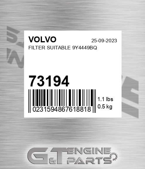 73194 VOLVO Filter Suitable 9y4449bq