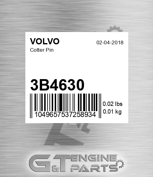 3B4630 Cotter Pin for VOLVO