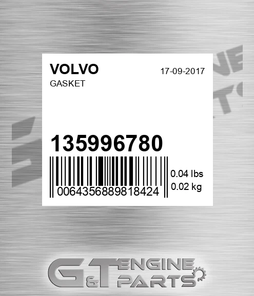 135996780 Gasket for VOLVO