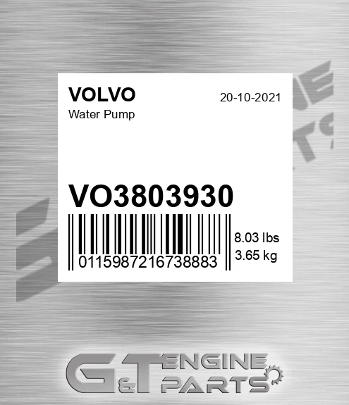 VO3803930 Water Pump for VOLVO