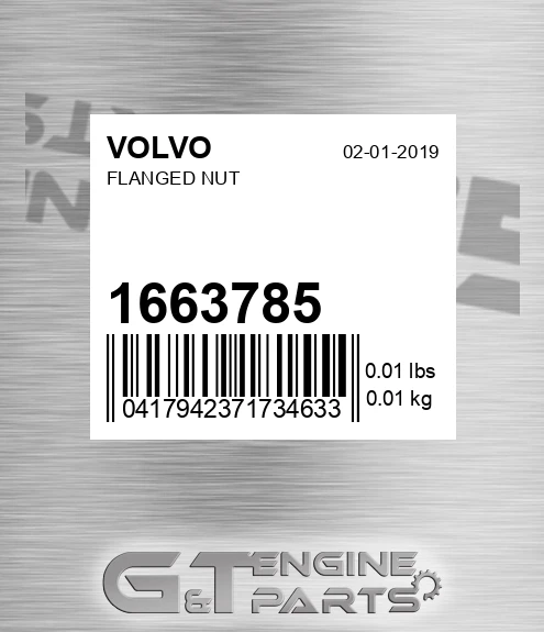 1663785 VOLVO Flanged Nut