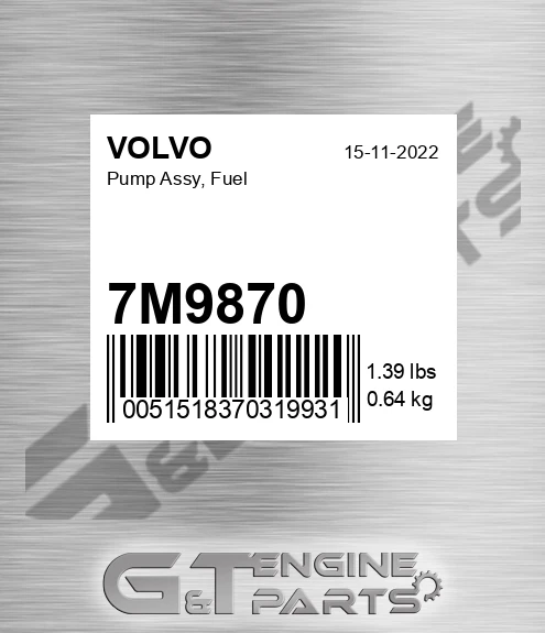 7M9870 Pump Assy, Fuel for VOLVO