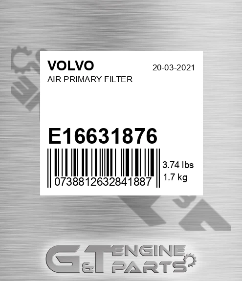 E16631876 VOLVO Air Primary Filter