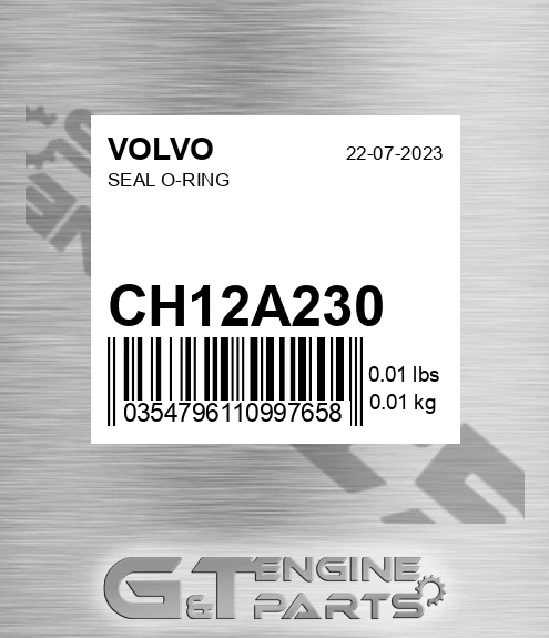 CH12A-230 Seal O-ring for VOLVO