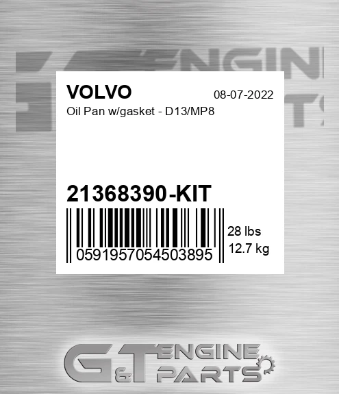 21368390-KIT Oil Pan W/gasket - D13/mp8