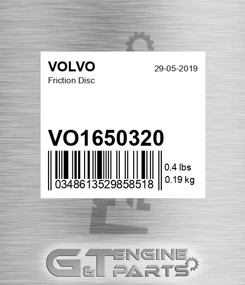 VO1650320 Friction Disc for VOLVO