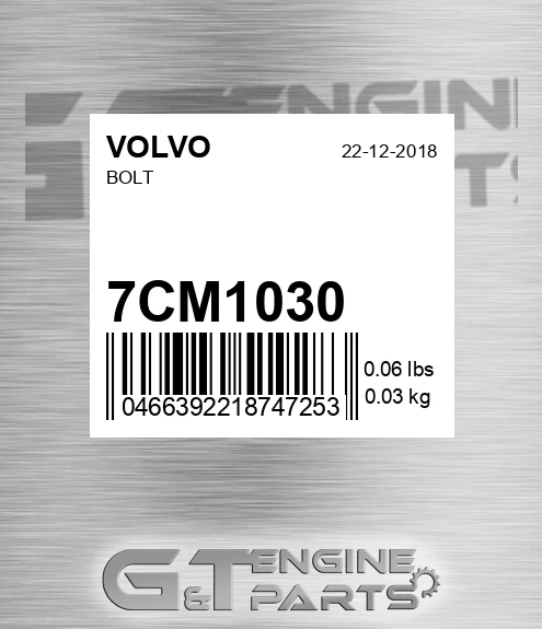 7CM1030 Bolt for VOLVO