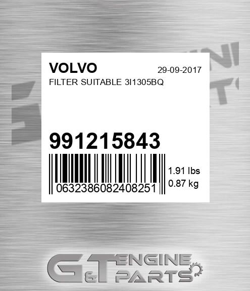 991215843 Filter Suitable 3i1305bq for VOLVO