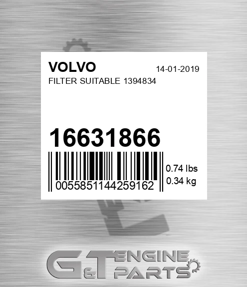 16631866 Filter Suitable 1394834