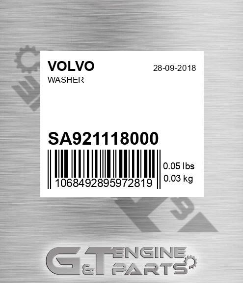 SA9211-18000 Washer for VOLVO