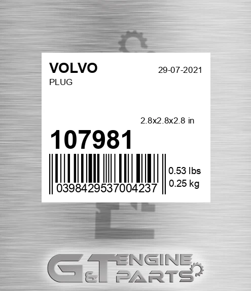 107981 Plug for VOLVO