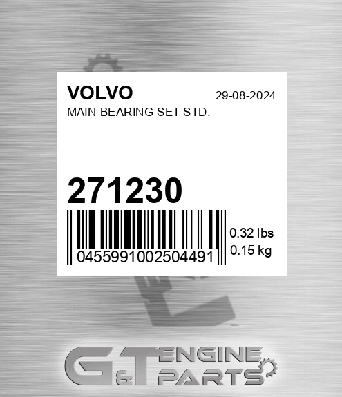271230 Main Bearing Set Std. for VOLVO