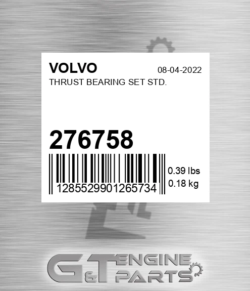 276758 Thrust Bearing Set Std.