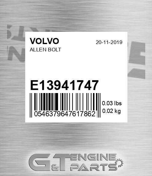 E13941747 Allen Bolt for VOLVO