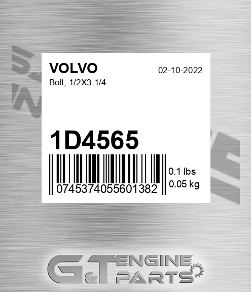 1D4565 Bolt, 1/2x3.1/4