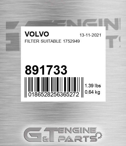 891733 VOLVO Filter Suitable 1752949