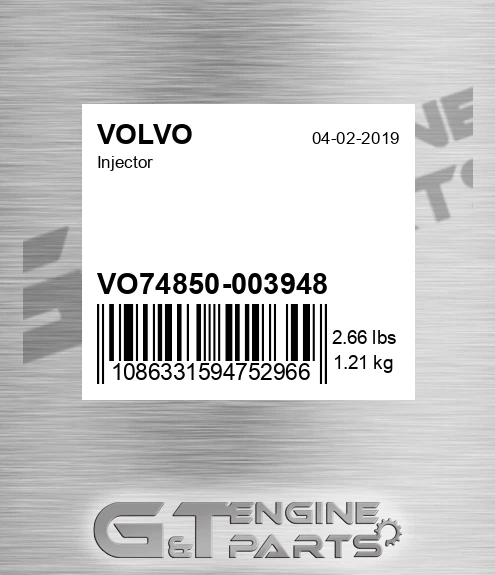 VO74850-003948 Injector for VOLVO