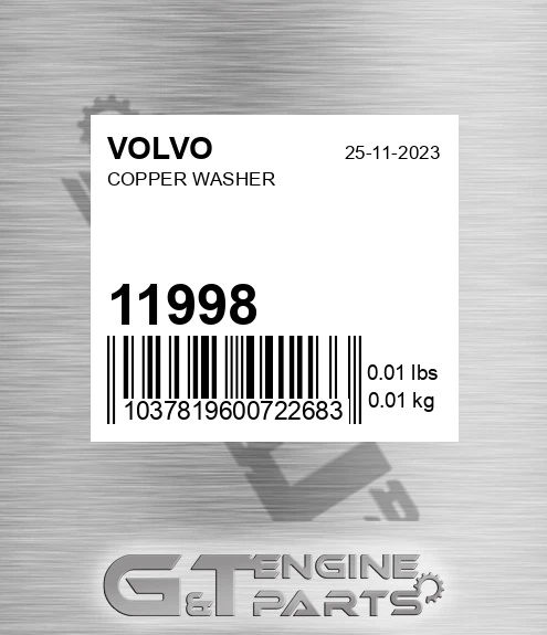 11998 VOLVO Copper Washer