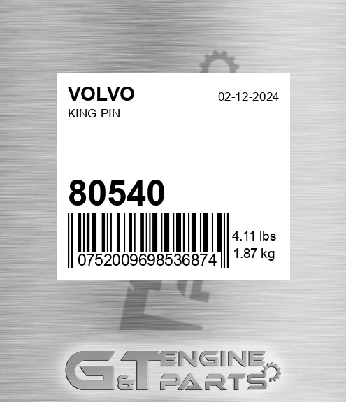 80540 King Pin for VOLVO