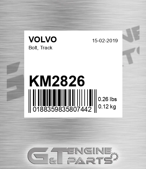 KM2826 Bolt, Track for VOLVO