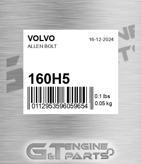 160H5 Allen Bolt for VOLVO