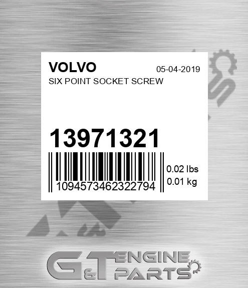 13971321 Six Point Socket Screw for VOLVO