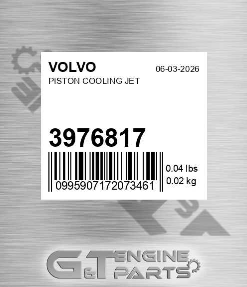3976817 Piston Cooling Jet for VOLVO