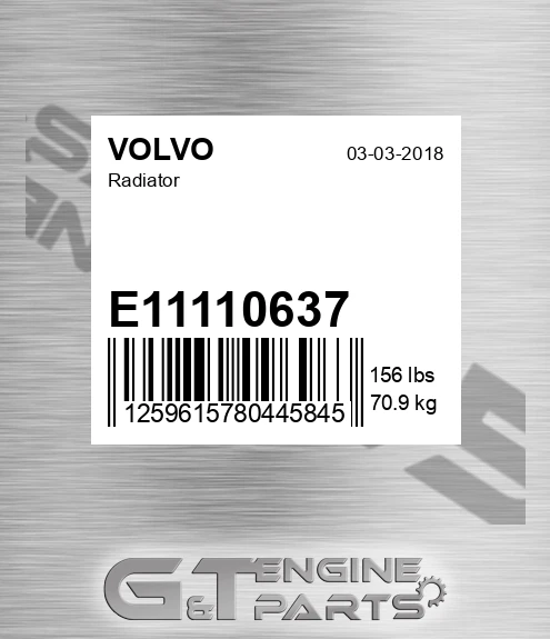 E11110637 Radiator for VOLVO