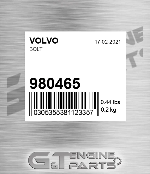 980465 VOLVO Bolt