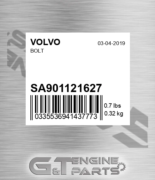 SA9011-21627 Bolt for VOLVO