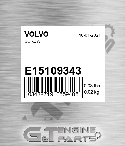 E15109343 Bolt for VOLVO
