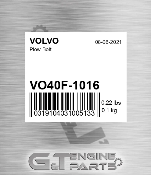 VO40F-1016 Plow Bolt for VOLVO