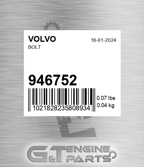946752 Bolt for VOLVO