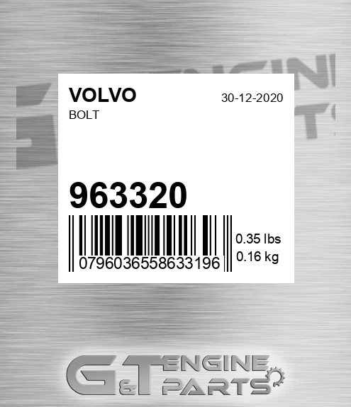 963320 Bolt for VOLVO