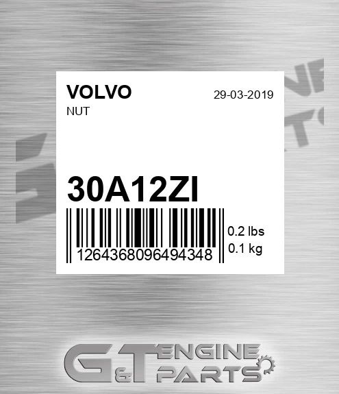 30A12ZI Nut for VOLVO