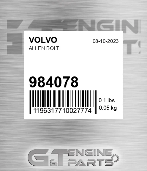 984078 VOLVO Allen Bolt