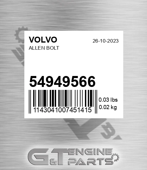 54949566 VOLVO Allen Bolt